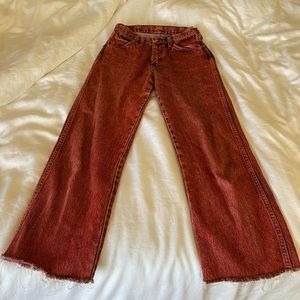 Vintage Rose Colored Distressed Wrangler Jeans
